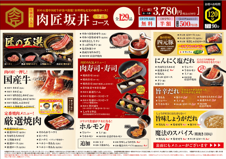 肉匠坂井　スタンダードメニュー