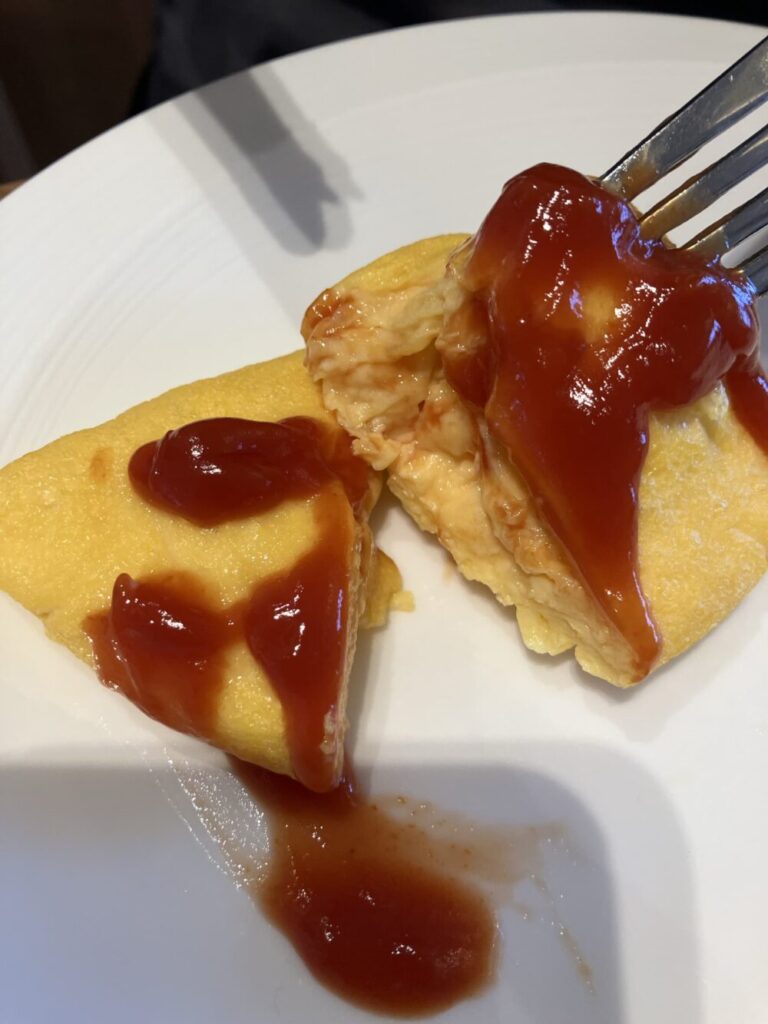 ライブキッチンのオムレツ